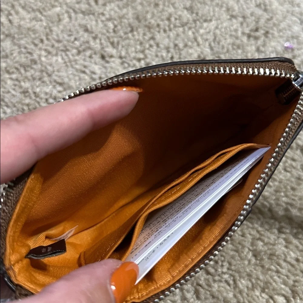 Coach Wristlet Signature Orange Stripe NWT